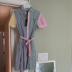 Polo by Ralph Lauren Striped Dress in Pink, Green, Yellow, and Blue
